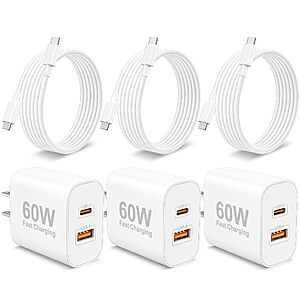 3-Pack X-EDITION 60W (40W USB-C + 20W USB) GaN iPhone USB-C Charger w/ Cables $14 @ Amazon