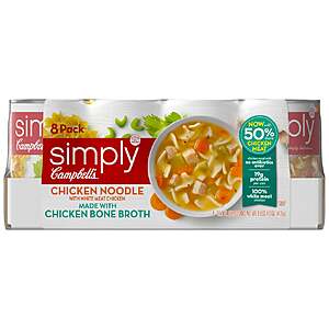$10.49 Costco: Campbell's, Simply Chicken Noodle Soup in Bone Broth, 18.6 oz, 8-Count