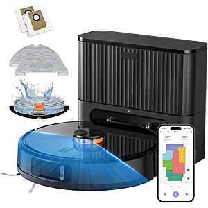 VONKO Robot Vacuum and Mop, 8000Pa, Self-Emptying, LiDAR Navigation - $125.99 AC