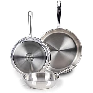 $69.99* | 3-Piece T-fal Pro Tri-Ply Stainless Steel Frypan Set (8", 10" & 12") at Amazon