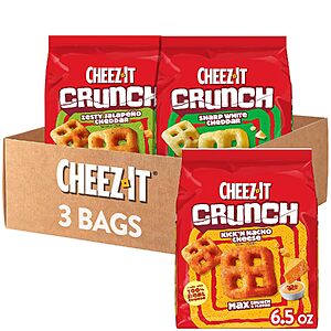 3-Pack 6.5-Oz Cheez-It Crunch Cheesy Baked Snacks (Variety Pack) $5.06 w/ S&S + Free Shipping w/ Prime or on $35+
