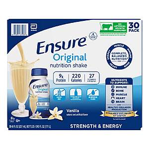 IN-CLUB $28.99 Costco Ensure Original Nutrition Shake, 8 fl. oz, 30-pack, Vanilla