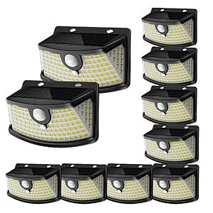 10-Pack Aootek 120 LED Solar Motion Sensor Outdoor Lights (Black) $23.84 + Free Shipping w/ Prime or on $35+