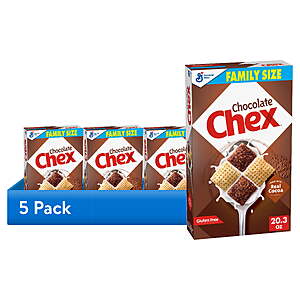 (5 pack) Chocolate Chex Cereal, Gluten Free,Family Size ( Honey Nut Also Available) 20.3 oz ( $3.57 A Box ) $17.86