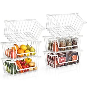6-Piece SUNALLY Stackable Wire Storage Baskets (White) $22.49 ($3.75 Each) + Free Shipping w/ Prime or on $35+