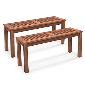 Patio Solid Wood Bench with Slatted Seat (set of 2) $93.49+Free Shipping