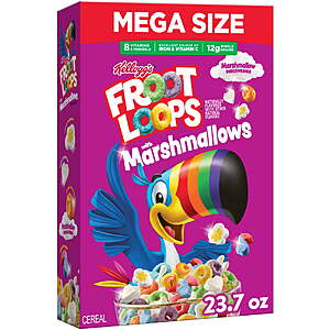 Kellogg's Froot Loops Original with Marshmallows or Original Breakfast Cereal, Mega Size, 24.7 oz $5.74 + $1 Walmart Cash $4.74