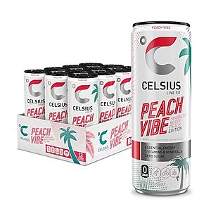 [SnS] $12.82* | 12-Pk 12-Oz Celsius Essential Sparkling Energy Drink (Peach Vibe) at Amazon ($1.07 each)