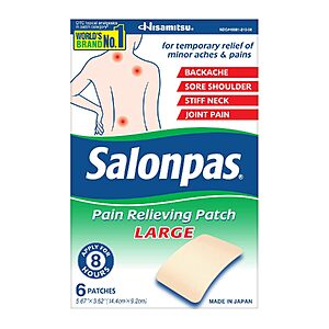 6-Count Salonpas Large Pain Relieving Patches $3.58 w/ S&S + Free Shipping w/ Prime or on $35+