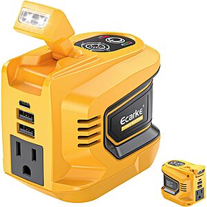Ecarke 220W Portable Power Inverter Compatible with DeWALT 20V Battery (Yellow) $20.99 & More + Free Shipping w/ Prime or on $35+