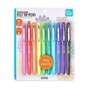 Pen+Gear Felt Tip Pens, Ultra Fine Point, Assorted Ink Colors, 10 Count $4.96
