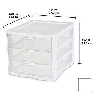 $10.98 Walmart Sterilite 3 Drawer Storage Unit, Countertop and Desktop Organizer with Clear Storage Drawers, White