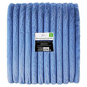 $14 FS WMT+ or PU where available: Mainstays Channel Faux Fur Blanket, Blue Jewel, Full/Queen, 86 in x 90 in