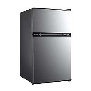 Mainstays 3.2 Cu. Ft. 2-Door Refrigerator with Freezer, Stainless Steel Look $148