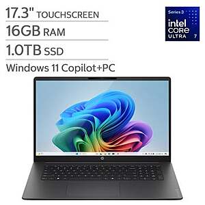 Costco Members: $999.99 + $14.99 ship HP OmniBook 3 17.3" Touchscreen Laptop - Intel Core Ultra 7 355 - Copilot+ PC - FHD (1920 x 1080) - 16GB RAM - 1TB SSD -