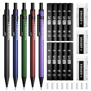 5-Count Four Candies 0.7mm Metal Mechanical Pencils w/ Lead & Eraser Refills + Case $5.99 w/ S&S + Free Shipping w/ Prime or on $35+