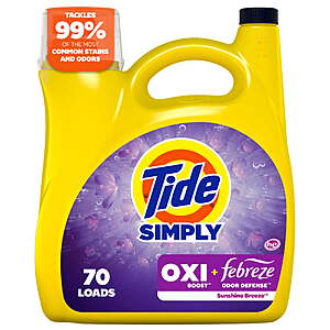 $9.97 get $1 Walmart Cash: Tide Simply Laundry Liquids 94-107oz