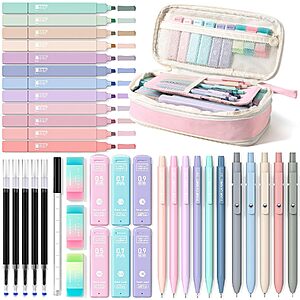 [Prime] Four Candies 39-Count School Supplies Set w/ Pencil Case, Highlighters, Gel Pens & Mechanical Pencils (Pink) $11.97 w/ S&S + Free Shipping