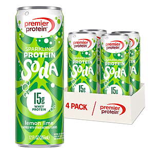 +$3 Walmart cash, 4 count, Premier Protein, Sparkling Protein Soda, 15g Protein, Walmart $8.97