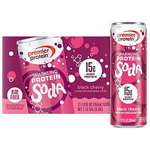 +$10 Walmart cash, 12 count, Premier Protein, Sparkling Protein Soda, 15g Protein, Walmart $24.98