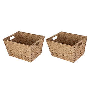 $19.77, 2 pack, Better Homes & Gardens Large Water Hyacinth Storage Baskets with Handles, Walmart