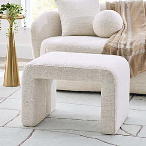 $59.40, FS, Better Homes & Gardens Juliet Waterfall Boucle Ottoman, Ivory, Walmart $59.38