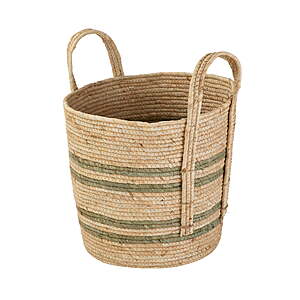 $14.97, Better Homes & Gardens Natural Maize Colored Stripe Basket, Green, Large, Walmart $14.94