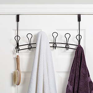 $10.97, Mainstays SnugFit 6-Hook Over-the-Door Towel and Robe Rack, Oil-Rubbed Bronze, Walmart