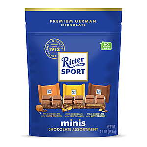 Ritter Sport Milk Chocolate Minis Mix - Authentic German Chocolate, Variety Pack,Wrapped , 4.7oz $4.22 + $1.25 Walmart Cash $2.97
