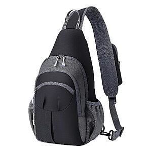 Agptek Sling Bag Crossbody Daypack w/ Water Bottle Holder (Grey) $11.49 & More + Free Shipping w/ Prime or on $35+