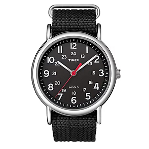 Timex Unisex Weekender Black/Silver 38mm Casual Watch, Fabric Slip-Thru Strap $34.7