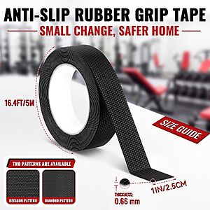 Rubber Grip Tape for Handles 1" x 16.4Ft Tools Anti Slip Rubber Tape Black $5.99 AC