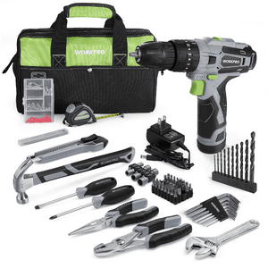 WORKPRO 12V Cordless Drill Set for Home, 177 Pieces, with 2000mAh Battery $50