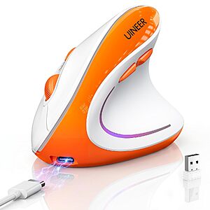 Tri-Mode Uineer Ergonomic Vertical Wireless Mouse w/ 7 Color RGB $10.99 + Free Shipping w/ Prime or on $35+