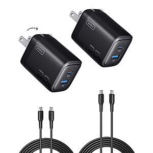 2-Pack INIU Charger, 30W PD QC 3.0 Dual Port Fast Charging $20