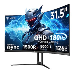 32" Ktc H32S5 2560x1440 QHD 180Hz Curved Gaming Monitor $139.99 + Free Shipping