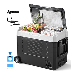 Nepsam 58 Quart (55L) Portable Car Refrigerator, Dual Zone, APP Control, 12V/24V & 100-240V, for RV, Camping & Home $210
