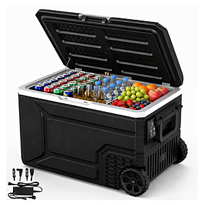 Auseo 68 Quart Portable Car Refrigerator , 12V/24V DC & 110-240V AC, Fast Cooling to -4°F, Energy Efficient Car Fridge Freezer for RV, Camping, Road Trips, Home Use, Black $240