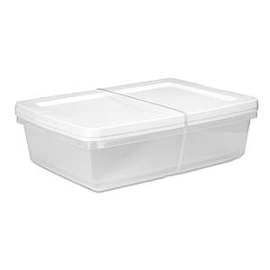 Sterilite Set of (2) 28 Quart Storage Bins, Clear, with Snap-on Lid, White $11