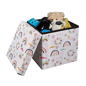 Kvell Kids Collapsible Toy Storage Bin with Rainbow and Heart Design, 15-inch $7