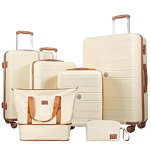 Travelhouse 6 Piece Hardshell Luggage Set Lightweight Suitcase with TSA Lock and Spinner Wheels and Duffle Bag,White $104.49