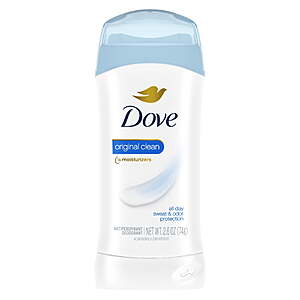 Dove Original Antiperspirant Deodorant For Women, Original Clean 48 Hour Sweat & Odor Protection ,2.6 oz $4.97 + $2 Walmart Cash $2.97