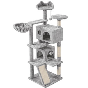 Alden Design 57" Double Condo Cat Tree with Scratching Post Tower ( 3 Colors Available) $45.99