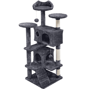 Alden Design 54.5" H Double Condo Cat Tree with Scratching Post Tower, Dark Gray $39.99
