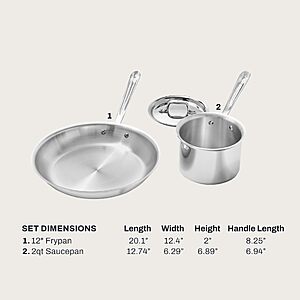 All-Clad D3 Stainless Steel Cookware Set, 3-Piece $186