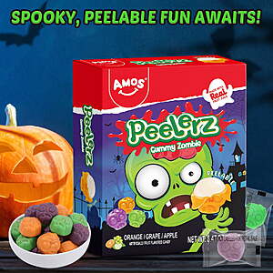$6.99 Walmart Amos Peelerz Gummy Zombies, Body Parts or Pumpkins, Halloween Gummy Candy Made with Real Juice 8.47 oz (1 Pack)