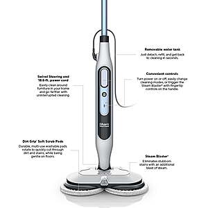 $98.74 FS Walmart Shark Steam & Scrub Scrubbing Steam Mop, Corded, Steam Blaster, Rotating Scrubbing Pads, 99.9% Sanitization,