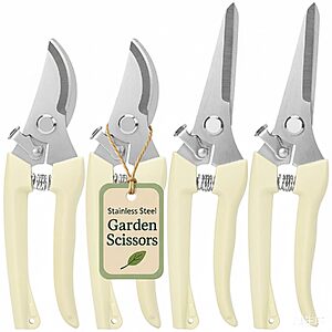 4-Pack FOVCENT Stainless Steel Bypass & Straight Blade Pruning Shears (Yellow) $7.98 + Free Shipping w/ Prime or on $35+