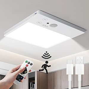 Tnight Rechargeable Motion Sensor Ceiling Light with Remote $14.99