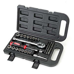 Hyper Tough 55-Piece Auto Repair Socket Set, 1/4 in and 3/8 in Drive $22.88